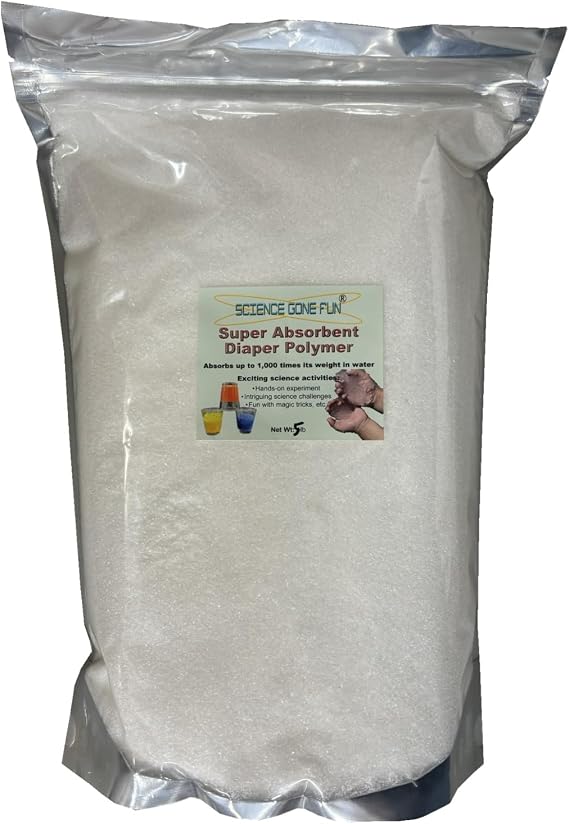 Super Absorbent Polymer (Sodium Polyacrylate), 5 lbs Diaper Powder, STEM Science Kits, Liquid Spill Control, DIY Slush Gel and Sensory Play Kits
