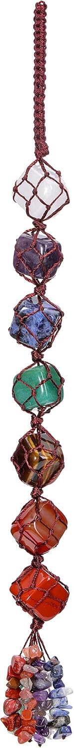 CrystalTears 7 Chakra Healing Crystal Hanging Ornament Natural Quartz Crystal Gemstone Wall Window Hanging Crystals for Car Home Office Yoga Meditation Decoration Christmas Housewariming Gifts
