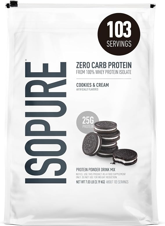 Isopure Zero Carb Whey Isolate Protein Powder, Cookies & Cream 7.5 LB