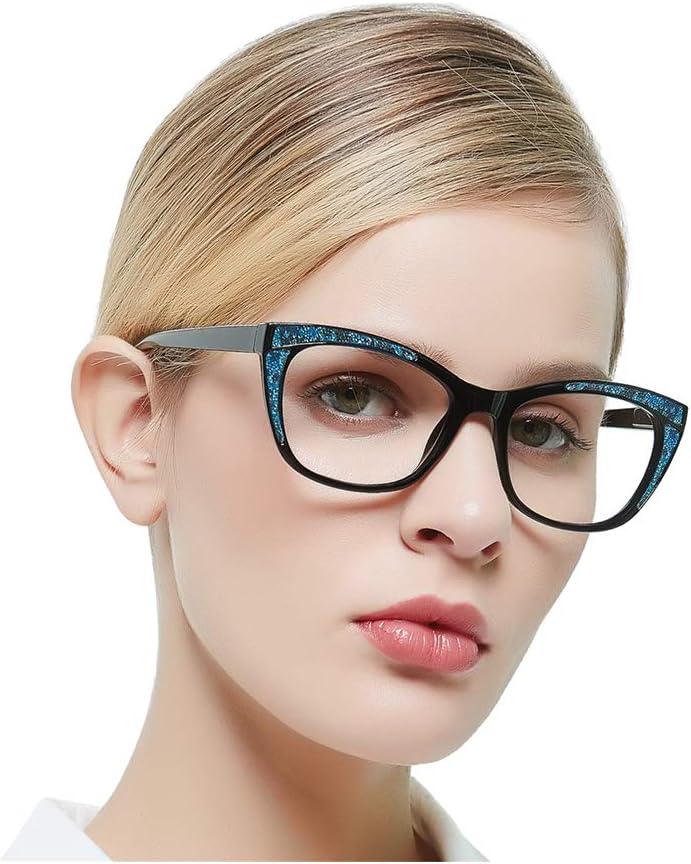 OCCI CHIARI Black Reading Glasses Women 6.0 Stylish Readers 1.0 1.25 1.5 1.75 2.0 2.25 2.5 2.75 3.0 3.5 4.0 5.0 6.0 Black blue, 6.0