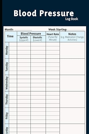 Blood Pressure Log Book: Simple Daily Blood Pressure Log | Record & Monitor Blood Pressure at Home | 110 Pages (6" x 9" Inches)