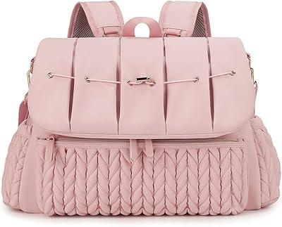 Convertible Diaper Bag Backpack Waterproof Nappy Changing Bag Travel Mummy Bag with Changing Pad & Shoulder StrapPink