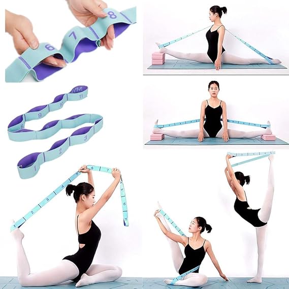 Stretching Straps Hamstring Stretcher Device Elastic Exercise Band Yoga mat Carrying Straps Leg Exercise Equipment Stretching Strap with Loops for Flexibility Stretch Strap 11 Loops