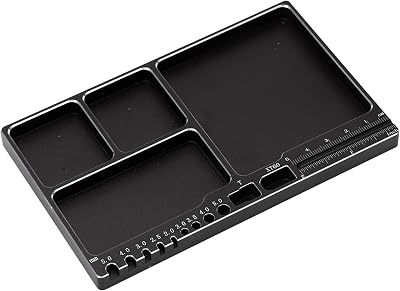 Magnetic Parts Tray, Portable Size RC Repair Tool Tray Aluminium Alloy for RC Car, Magnet Screws Holder Plate RC Fixing Tools Compatible with Axial 18 110 RC Car Boat