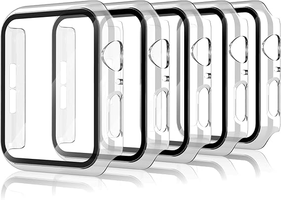 5 Pieces Screen Protector Compatible with Apple Watch Series 6/5/4 SE 40mm, with Tempered Glass, Full Cover, Anti-Scratch, Protective Case Compatible with iWatch, Transparent