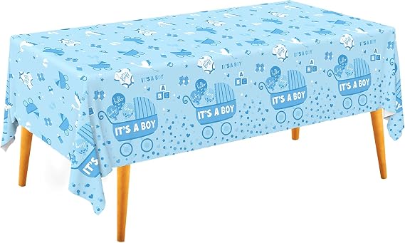 Gatherfun Baby Boy Shower Party Supplies: 2-Pack Its A Boy Decorations,Disposable Plastic Tablecloth, Ideal Table Cover for Baby Shower Decorations Boy