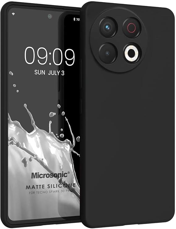 Microsonic Matte Silicone TECNO Spark 30 Pro Case Black [Scoat Compatible with Spark 30 Pro - Black]