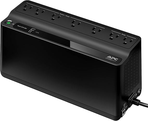 APC BE600M1 UPS Battery Backup & Surge Protector for Computer, Router, NAS