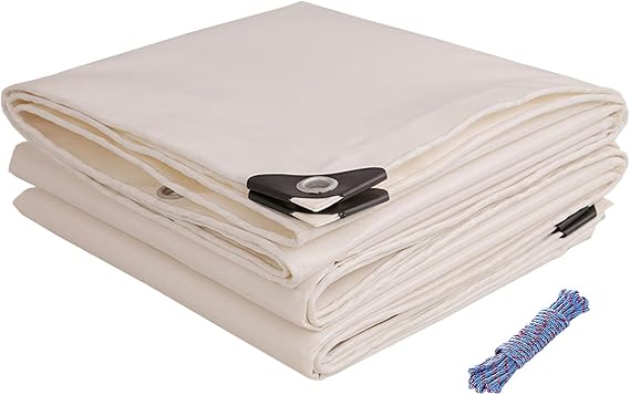 White Tarp Rainproof Cloth Waterproof Sunscreen Shade Insulation Cloth Outdoor Cover PVC Tarpaulin Waterproof Heavy Duty(Size:19.68X22.96ft/6X7m)