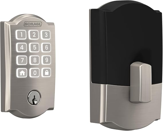 Schlage Arrive Smart WiFi Deadbolt Lock with Camelot Trim, Satin Nickel