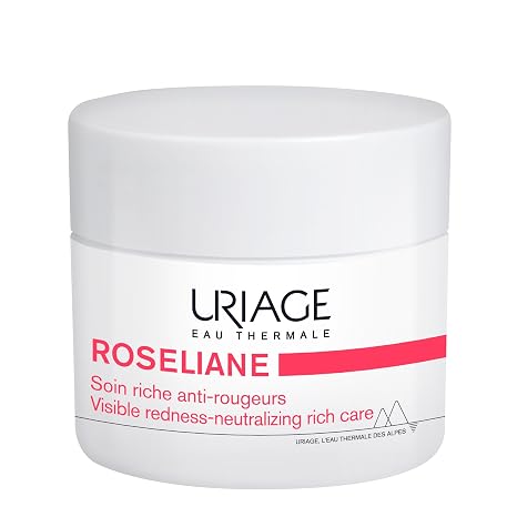 URIAGE Roseliane Anti-redness Rich Cream | With Green Pearls, Shea Butter, Ginseng & Algae Extracts, Soothes, Hydrates, Reduces Redness, Paraben-Free, Non-Comedogenic, 50 mL / 1.69 fl oz | Reduces Visible Redness, Long-Lasting Comfort, Green Pearls, Shea Butter, Ginseng, Algae Extracts