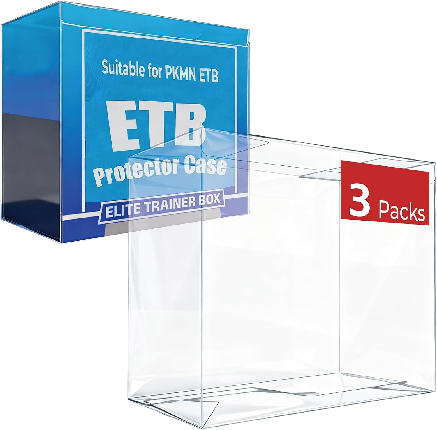 Heetobcos PET Plastic ETB Protector Case - 0.5mm Clear Elite Trainer Box Protector - ETB Case Compatible with Elite Trainer Boxes (Pack of 3)