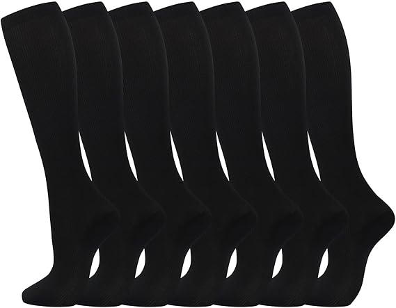Compression Socks（7 Pair for Women & Men Circulation 20-30mmhg Knee High Sock is Best Support for Athletic Running,Cycling
