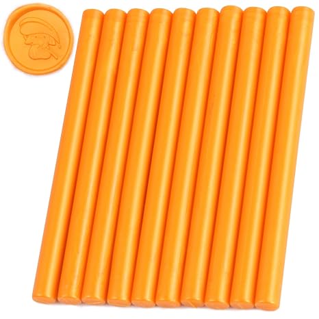 Bright Orange Sealing Wax Sticks, HOSEALING 10pcs Glue Gun Sealing Wax Sticks for Wax Seal Stamp, Sunflower Wax Seal Sticks for Wedding Invitations, Letter Envelope Seals, Great Gift Ideas