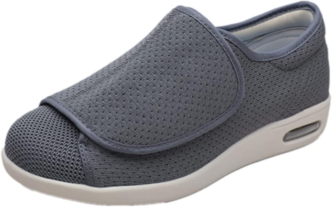 Womens Diabetic Shoes Wide Width with Fully Adjustable Closures Non Slip Comfort Sneakers for Swollen Feet Edema Orthopedic Grey