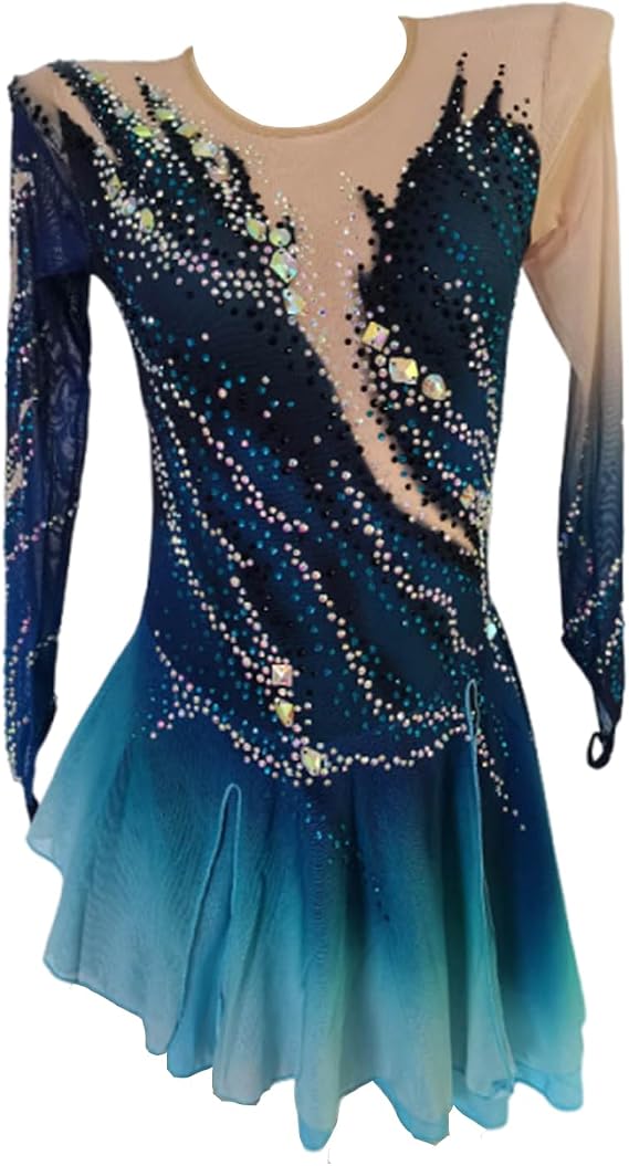 LIUHUO Figure Skating Skirts Children's and Adult's Performance Clothes Gradually Changing Finger Sleeves