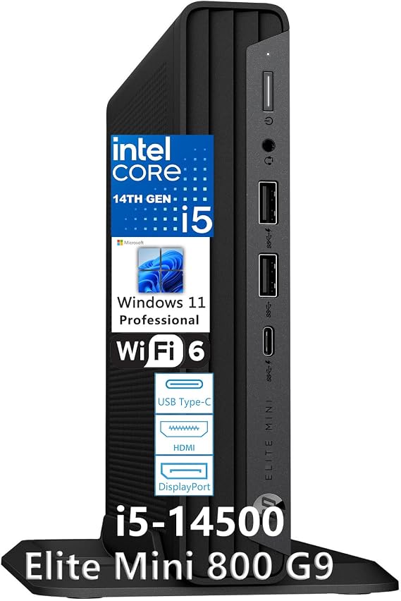 HP Elite Mini 800 G9 PC, i5-14500, 16GB DDR5 RAM, 512GB SSD, Windows 11 Pro