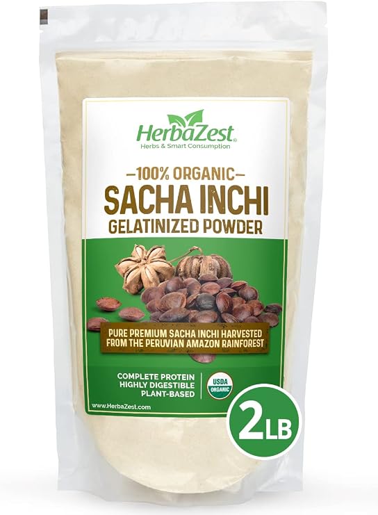 HerbaZest Organic Sacha Inchi Protein Powder 2 lb, Vegan, Gluten-Free