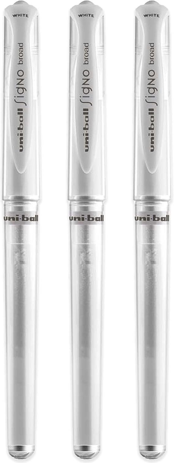 Uni-Ball UM 153 Signo Broad Point Gel Pen - White - Pack of 3