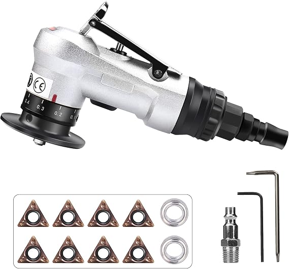 SI FANG Mini Pneumatic Chamfering Tool Air Chamfer Metal Deburring Machine | with 8 Replace Blades Inserts and 2 Bearings, C0.1-2 Angle Quick Trimming Beveling Chamfering, 45 Degree Portable Beveler