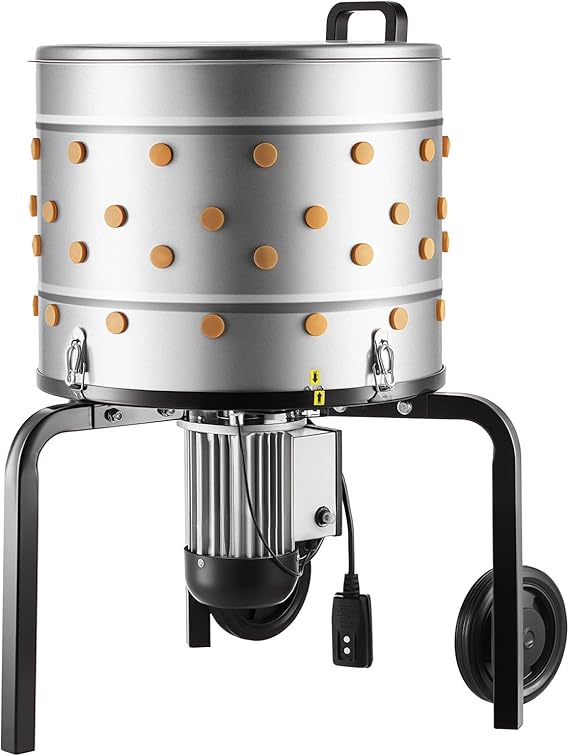 VEVOR Chicken Plucker Machine, 19.7 in Drum, 750W & 275RPM Electric Chicken Plucking Machine with 98 Soft Fingers & Transport Wheels, Stainless Steel Feather Remover for Processing 2 Chicks Once
