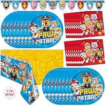 Paw Patrol Birthday Decorations | Serves 16 | Paw Patrol Birthday Banner, Paw Patrol Tablecloth, Paw Patrol Plates and Napkins, Sticker | Paw Patrol Party Decorations