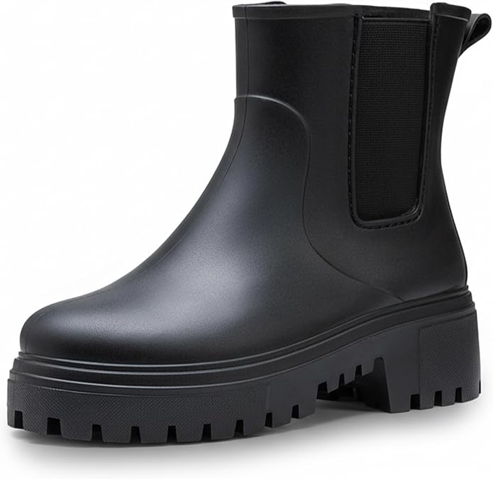 YYW Women's Short Rain Boots, Rubber Waterproof Chelsea Boots for Women, Anti-Slipping Lightweight Comfortable Ankle Garden Outdoor Shoes