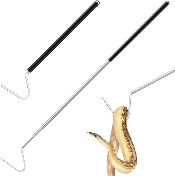Snake Hook 40" Telescopic Stainless Steel Reptile Grabber Stick for Safely Handling Snakes and Lizards, Lightweight & Portable Catcher Tool