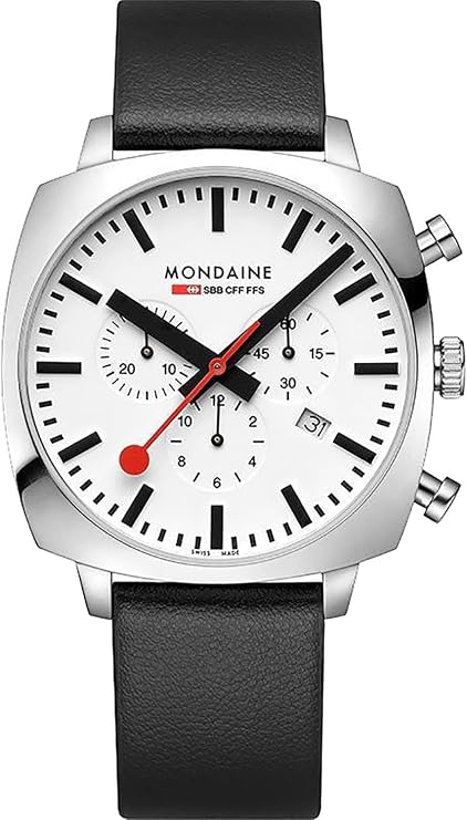 Mondaine Swiss Railways Grand Cushion Men's Vegan Grape Leather Watch Set, 41 mm