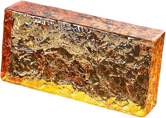 LXHELIVERY Clear Glass Brick Solid Glass Brick 1 Piece Rectangular Solid Double-Sided Crystal Bricks, for Building Fields Such As Wall Partition,House Decoration(Yellow-b)