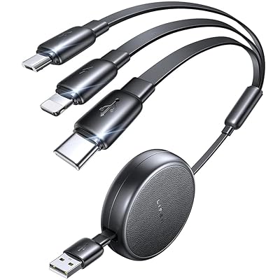 LISEN Multi Charging Cable, 3 in 1 Retractable Charging Cable, Retractable Car Charger with Type CLMicro USB Ports for iPhone 17 16 15 14 ProSamsung Galaxy S25Kindle, Cruise Essentials Accessories