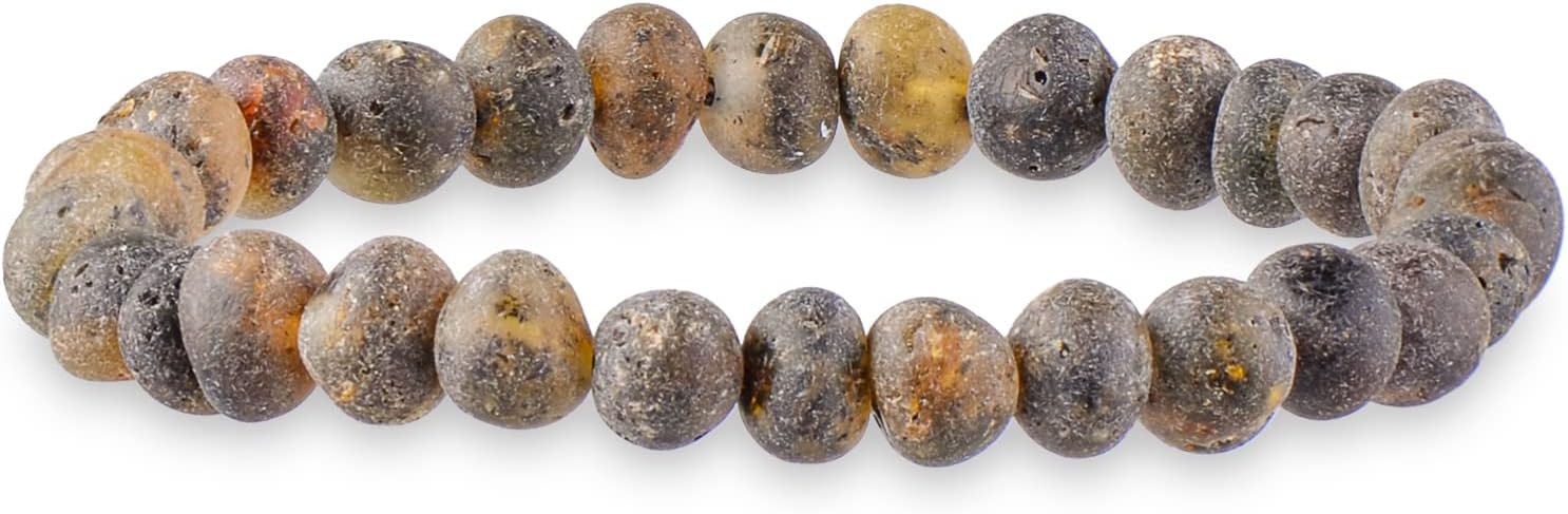 Unpolished Baroque Bracelet - Natural Amber Jewelry - Baltic Sea Amber Beads Hand-Assembled in Europe