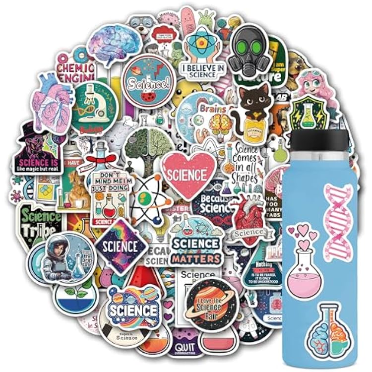 102 Pack Science Stickers for Teens,Laboratory Stickers,Chemistry Sticker,Biology Decals,Physics Sticker Lab Decals for Laptop Water Bottle Notebook Science Party Favors and Decor
