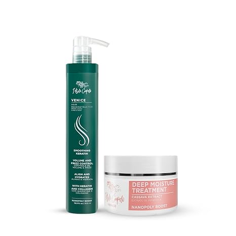 I Belli Capelli Venice Smoothing Keratin Kit Keratin Hair Treatment Straightening Set Brazilian Straightening System & Hair Mask for Silky Soft Hair (250 g) - Complete Keratin Treatment (Pack of 2)