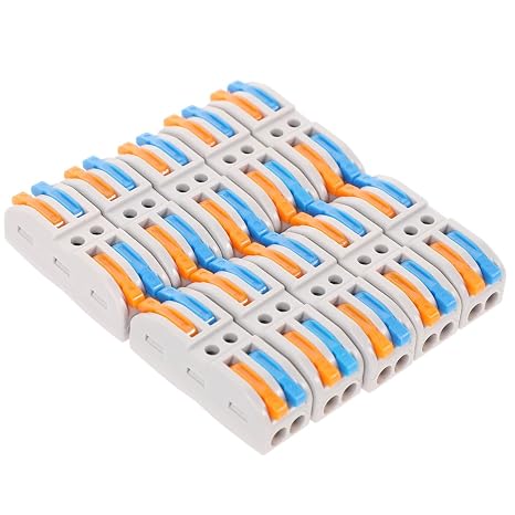 SOLUSTRE Electrical Wire Connectors 2-in 2-Out Quick Connect Wire Splitter Block Reusable Insulated Terminal Blocks for Home Auto Wiring 10 Pack
