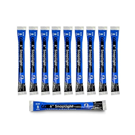 Cyalume Glow Sticks Military Grade Lightstick - Premium Blue 6 SnapLight Emergency Chemical Light Stick with 8 Hour Duration (Bulk Pack of 10 Chem Lights)
