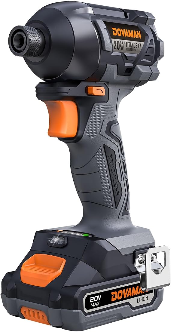 20V Brushless Impact Driver, 1/4'' Hex Compact Cordless Driver Kit with 1,770 In-lbs Torque, Battery & Charger Included Lightweight Electric Screwdriver for Wood, Metal & Auto Repair-TITANCE X7