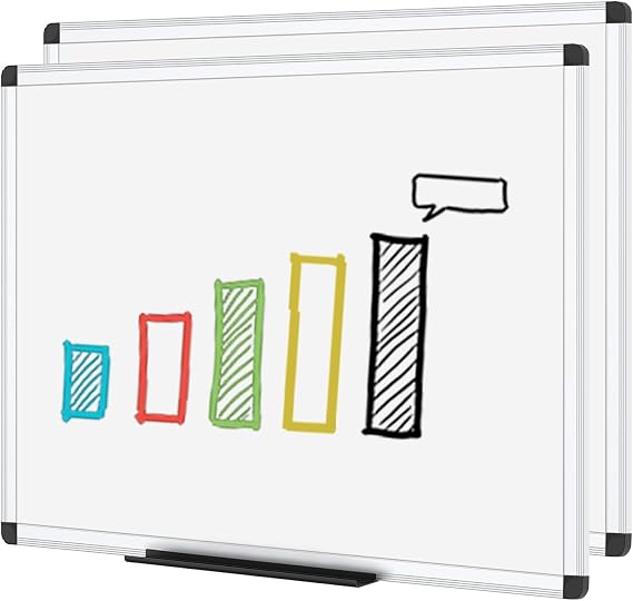 VIZ-PRO Dry Erase Board, 48 x 36 Inches, 2 Pack, Wall Mounted Whiteboard