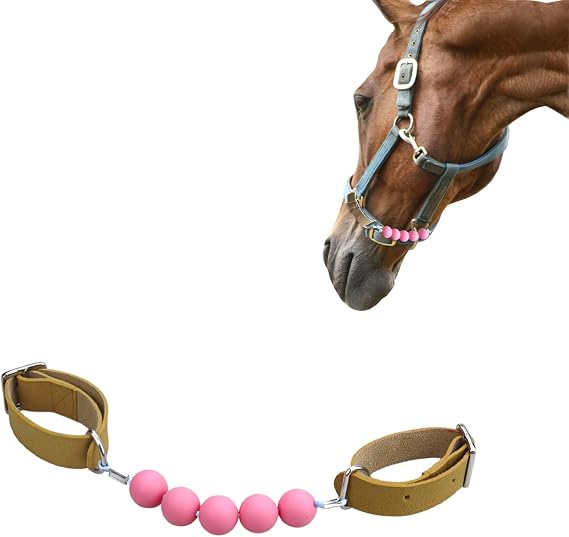 Horse Curb Strap with Silicone Bead Rollers Chin Strap for Horses Bit Hobbles Strap