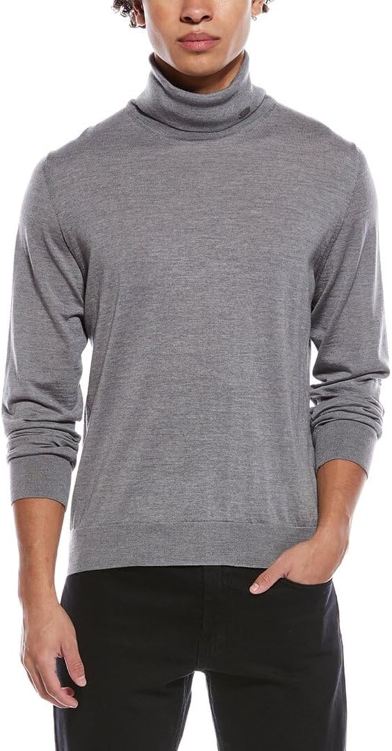 Herno Mens Wool Turtleneck Sweater, 46, Silver