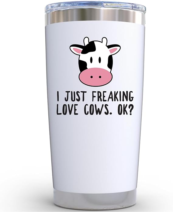 KLUBI Cow Gifts for Women - 20 Ounce Cow Tumbler With Lid and Straw Cow Decor Cute Cow Stuff Cows Stuff Cow Gifts for Cow Lovers Cow Themed Gifts for Women Cow Gifts for Woman Cow Cups Cow Print Cup