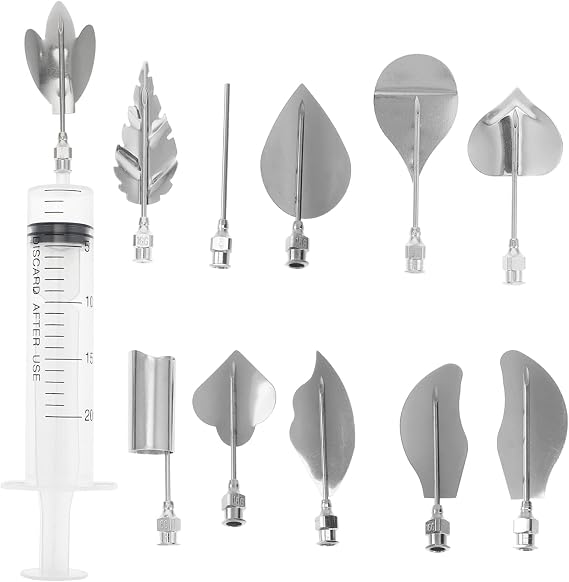 BESTonZON Jelly Art Starter Kit, Stainless Steel Flowers Leaves 3D Pudding-Nozzle Cake Needles Gelatin Tools, Cake Decorating