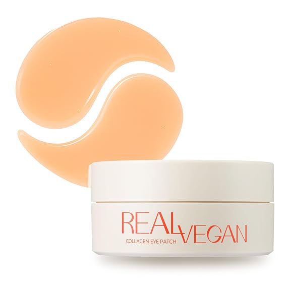 KLAVUU Vegan Collagen Eye Patches, Dark Circles and Puffiness (60 Count) | Hydrogel under eye mask, niacinamide for fine lines, 500 dalton peptide, firming and elasticity, 10-20 minute daily care