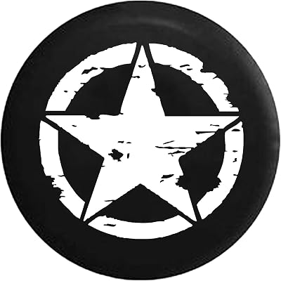 Oscar Mike Military Tactical Star Spare Tire Cover fits SUV Camper RV Accessories White Ink 27.5 in
