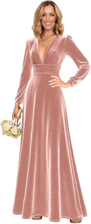 Maxianever Long Velvet Dresses for Women