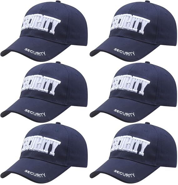 6Pcs Security Baseball Cap 3D Embroidered Adjustable Security Hat