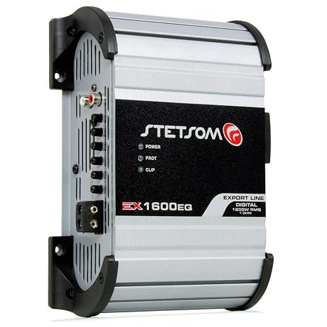 Stetsom EX 1600 EQ 1 Ohm Mono Car Audio Amplifier, 1600.1 1.6K Watts RMS, 1 Stable Full Range HD Sound Quality MD Crossover HPF LPF Bass Boost Front Rear Bridge Speaker