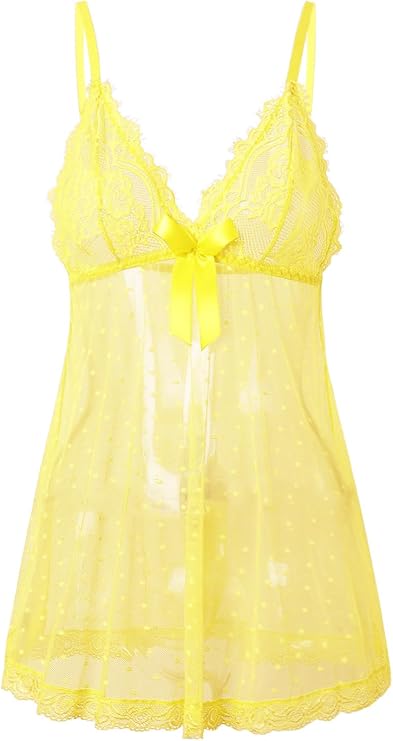 Sexy lingerie Lace Babydoll Chemise, Black, Women's Sleepwear S-5XL