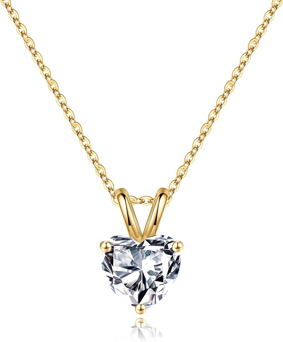 SMILEST Dainty Heart Birthstone Necklace for Women, 925 Sterling Silver | Sparkling Heart Pendant, Anniversary Birthday Gifts for Women Mom Wife Daughter Girlfriend Grandma, Crown PU Box Packaging