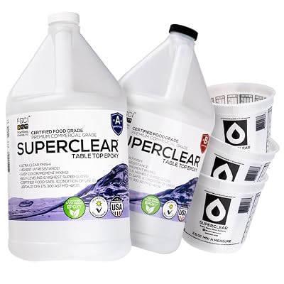 Table Top Epoxy Resin Superclear 2 Gallon | 256 oz Cup Kit, Anti-Yellow Highest UV Impact Resistance, Food Grade Safe, Ultra Crystal Clear Gloss, Bubble Free, Bar & Surface Coat, Tumblers, Wood, DIY